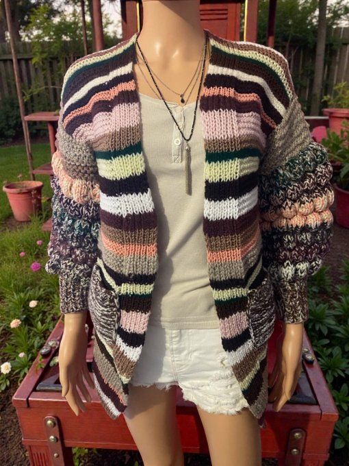 Cardigan multicolore rayé
