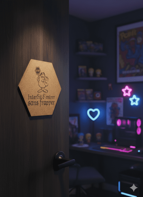 Sticker / plaque de porte en liège hexagonal  