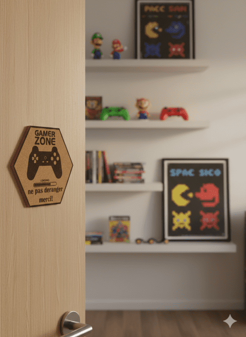 Sticker / plaque de porte en liège hexagonal 