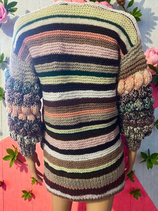 Cardigan multicolore rayé