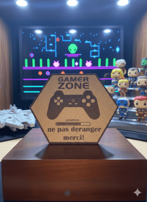 Sticker / plaque de porte en liège hexagonal 