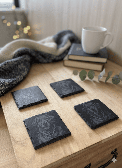 4 Dessous de verre ardoise 10x10 gravé