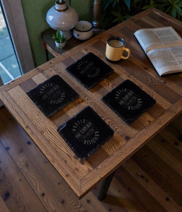 Lot de 4 sous-verres en ardoise – gravure laser