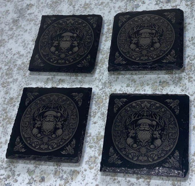 Lot de 4 sous-verres en ardoise – gravure laser