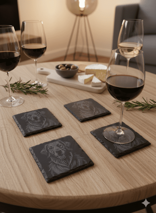 4 Dessous de verre ardoise 10x10 gravé