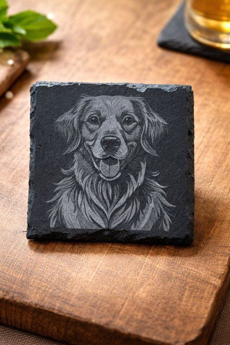 4 Dessous de verre ardoise 10x10 gravé