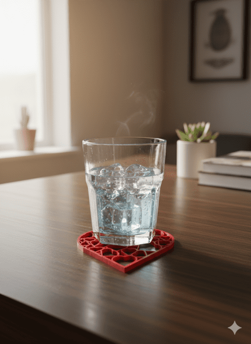 4 Dessous de verre Cœur ajouré – Impression 3D PLA+