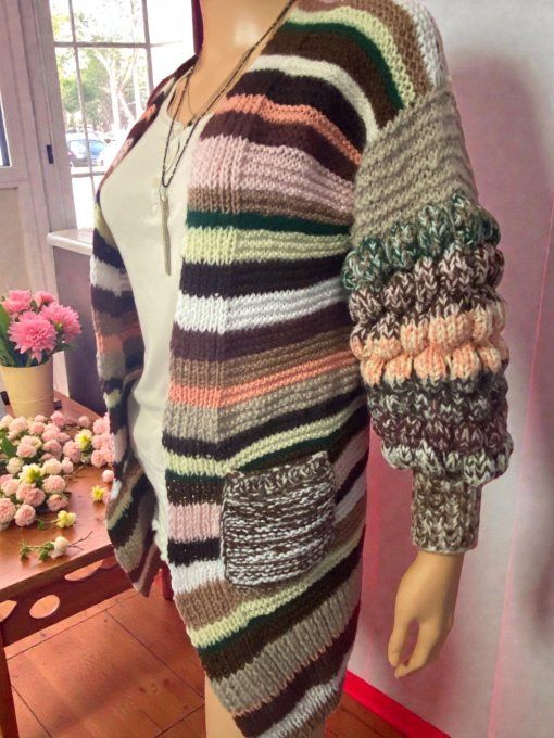 Cardigan multicolore rayé