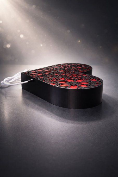 Veilleuse LED "Cœur Floral" (impression 3D)