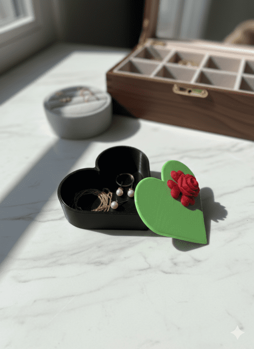 Boîte à bijoux Cœur fleur – Impression 3D