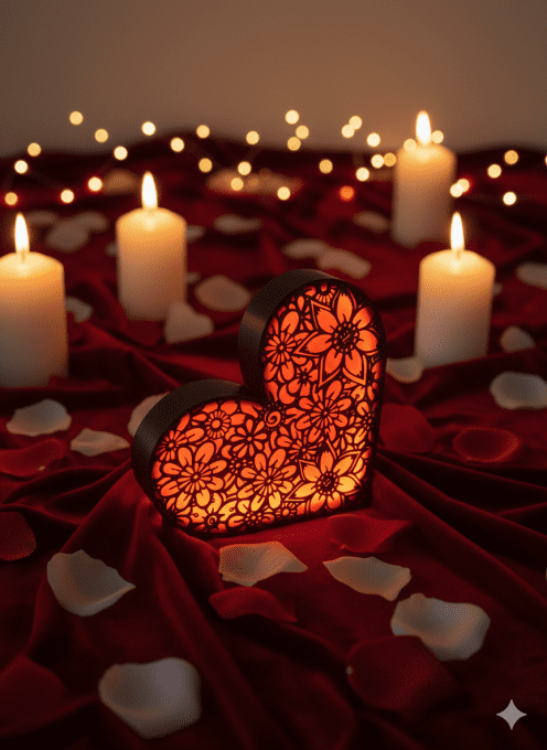 Veilleuse LED "Cœur Floral" (impression 3D)