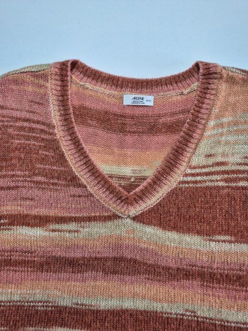 Pull sans manches maille rayée rose beige Ardene XL
