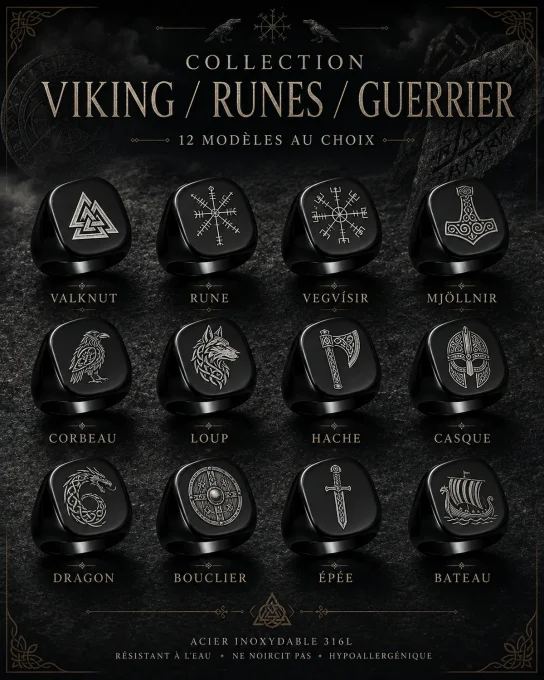 Motifs vikings runes et symboles nordiques pour chevalière