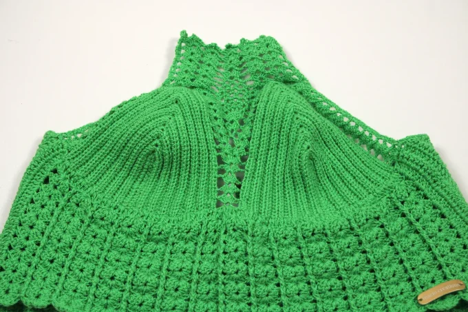 Top crochet vert 100% coton fait main M