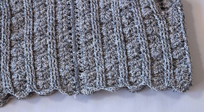 Top dos nu crochet gris chiné 100% coton fait main M 38-40
