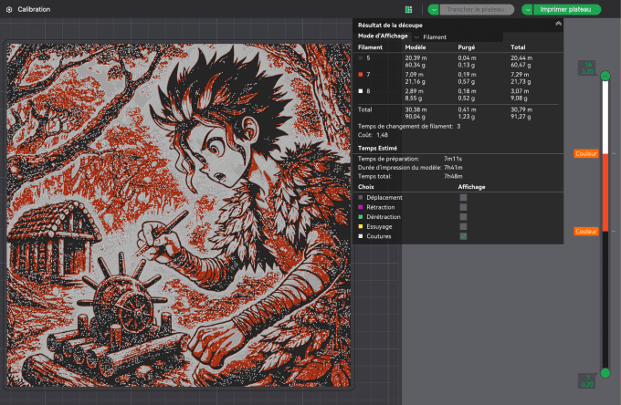 Tableau 3D style manga armé à imprimer – Fichier STL et 3MF
