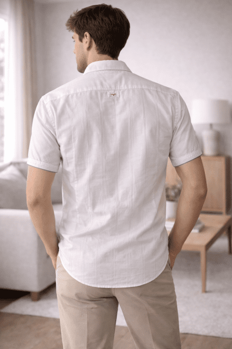Chemise Levi’s blanche à fines rayures ton sur ton – L – Coton