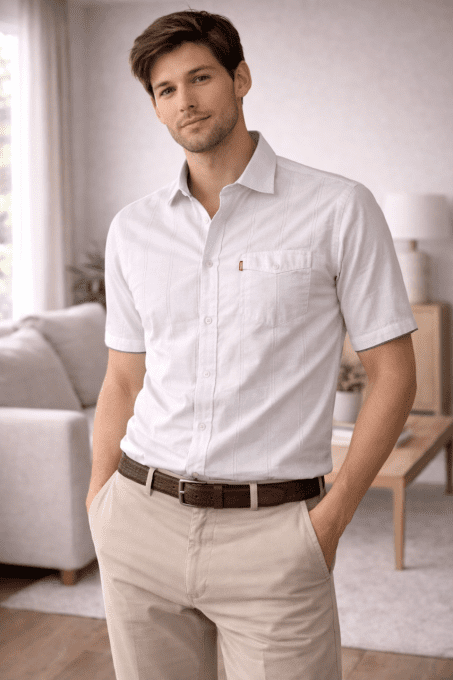 Chemise Levi’s blanche à fines rayures ton sur ton – L – Coton