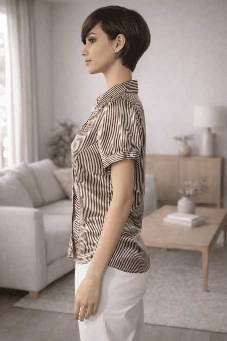 Chemisier chic rayé manches courtes – Seconde main