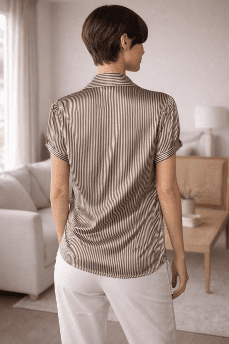 Chemisier chic rayé manches courtes – Seconde main