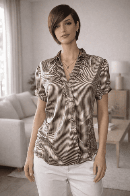 Chemisier chic rayé manches courtes – Seconde main