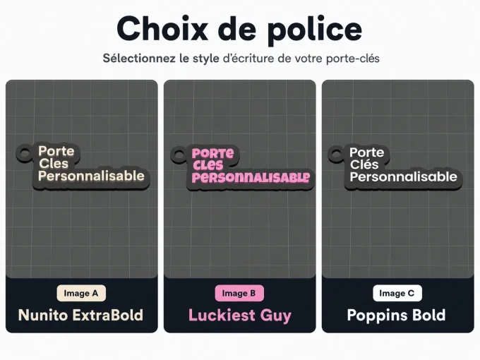 Porte-clés personnalisé impression 3D avec texte