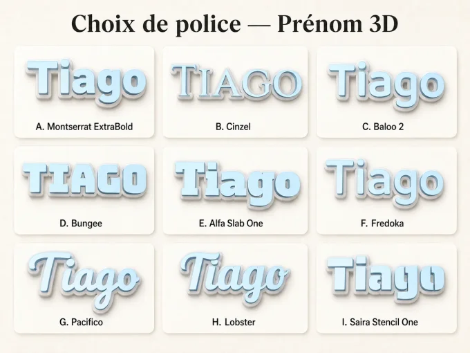 Prénom 3D personnalisé à coller – décoration porte ou chambre