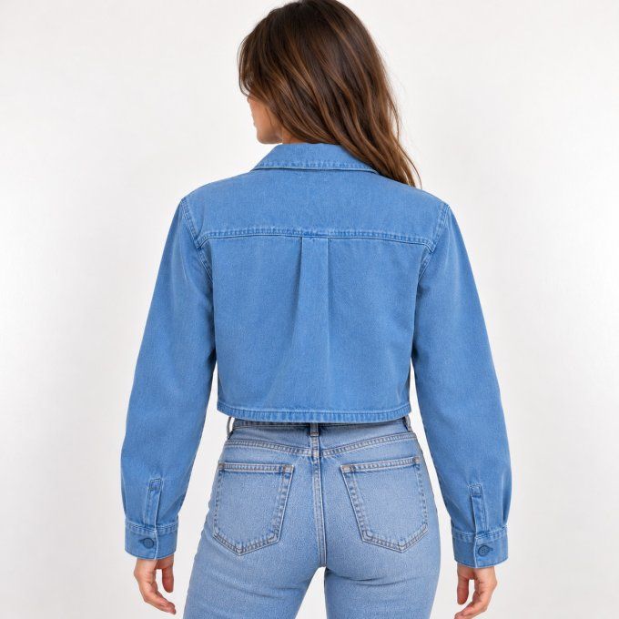 Dos de la veste courte en denim Creeks