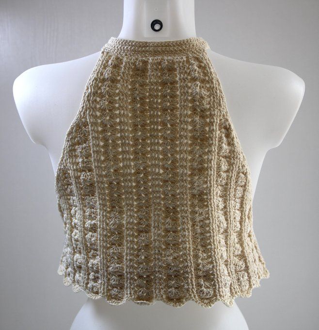 Top dos nu crochet beige Inacio Creations M 38-40