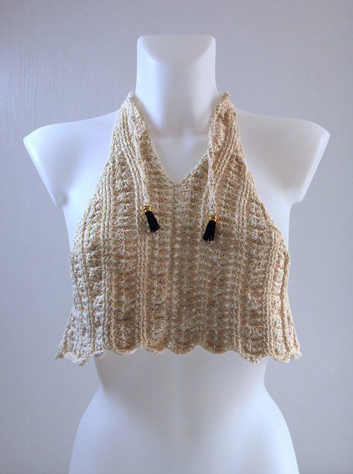 Top dos nu crochet beige Inacio Creations M 38-40