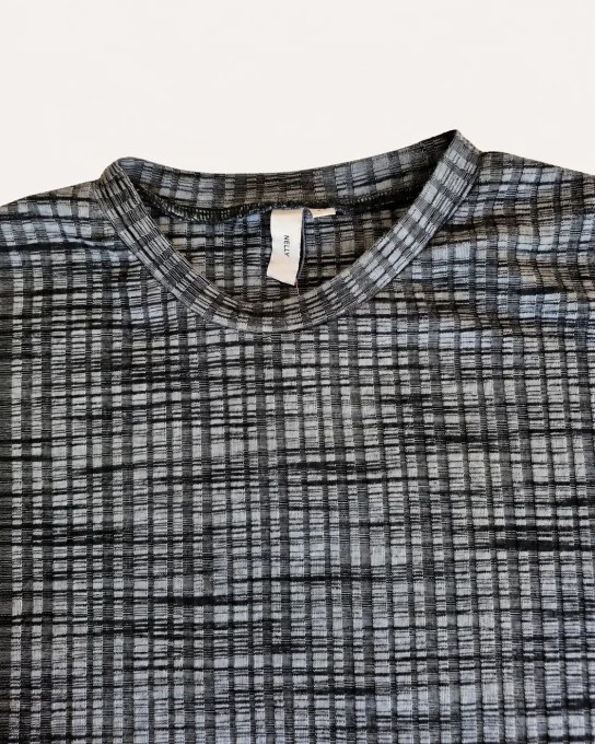Crop top femme gris et noir à carreaux Nelly – taille XS