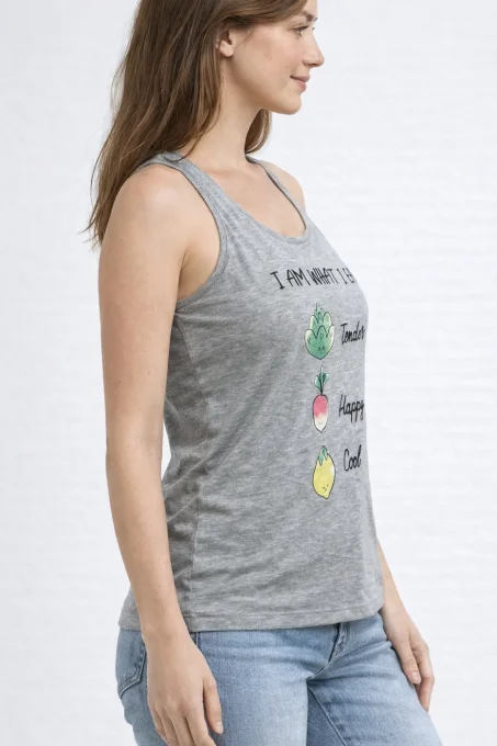 Débardeur gris chiné imprimé Etam Too sweet ! taille L