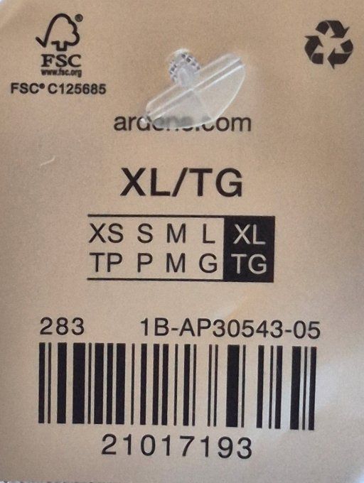 Étiquette taille XL TG Ardene Basic Collection