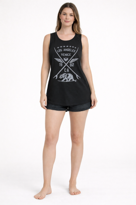Débardeur noir imprimé Los Angeles Ardene M