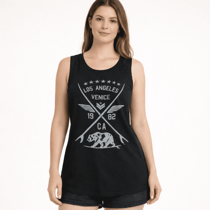 Débardeur noir imprimé Los Angeles Ardene M