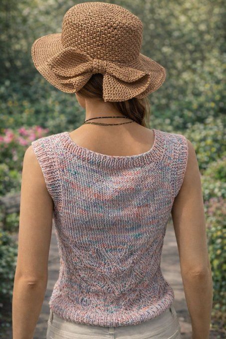 Débardeur maille pastel chinée, col V et coupe droite