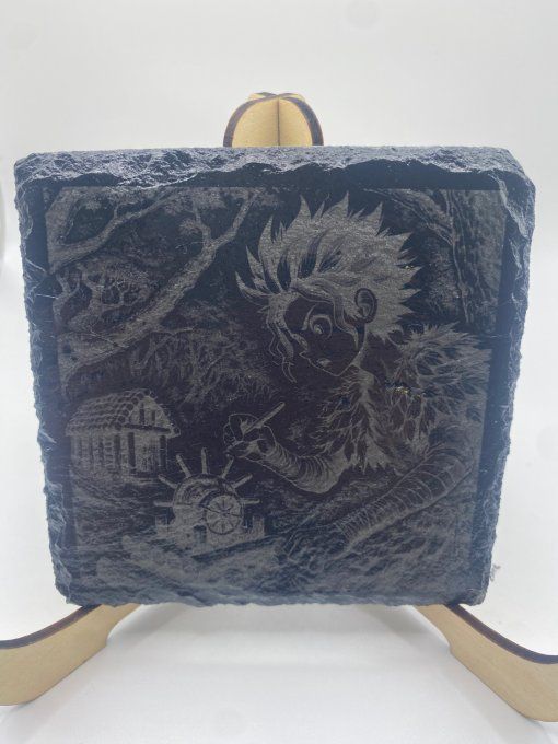 Lot de 4 dessous de verre en ardoise gravée – 10 × 10 cm