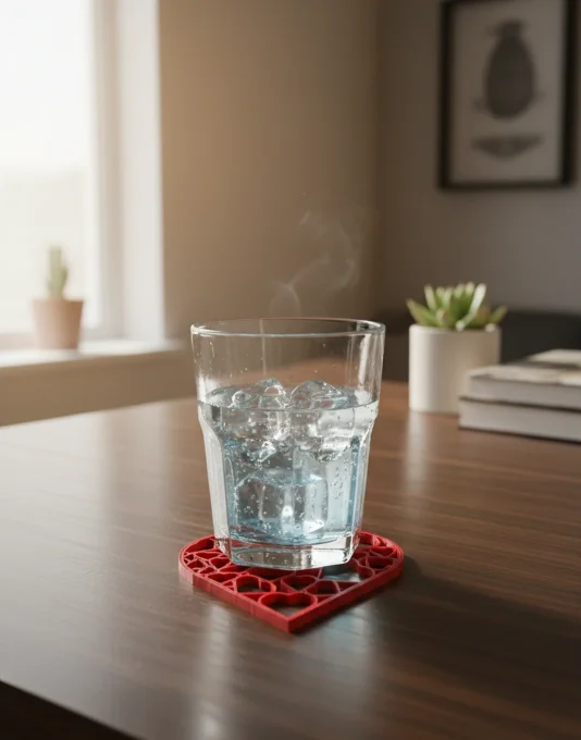 Lot de 4 dessous de verre cœur ajouré en PLA+ – impression 3D