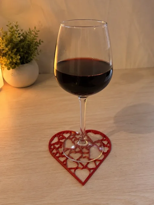 Lot de 4 dessous de verre cœur ajouré en PLA+ – impression 3D