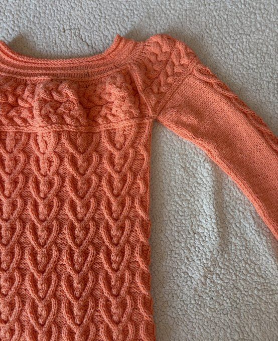 Pull long femme corail fait main 100% coton Inacio Creations M 40