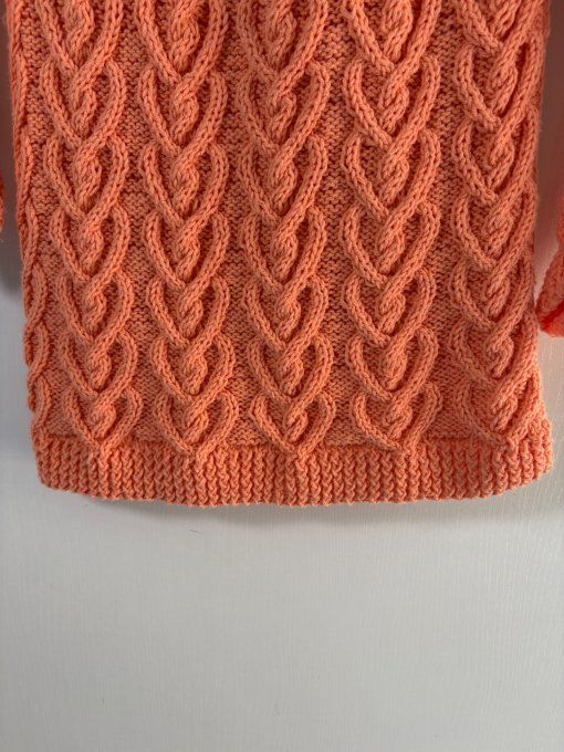 Pull long femme corail fait main 100% coton Inacio Creations M 40