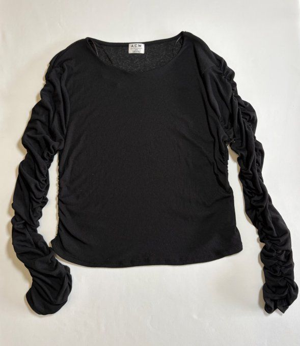 Top femme noir manches longues froncées Ardene XL