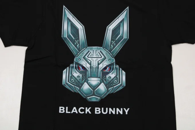 T-shirt homme noir Black Bunny lapin robot coton