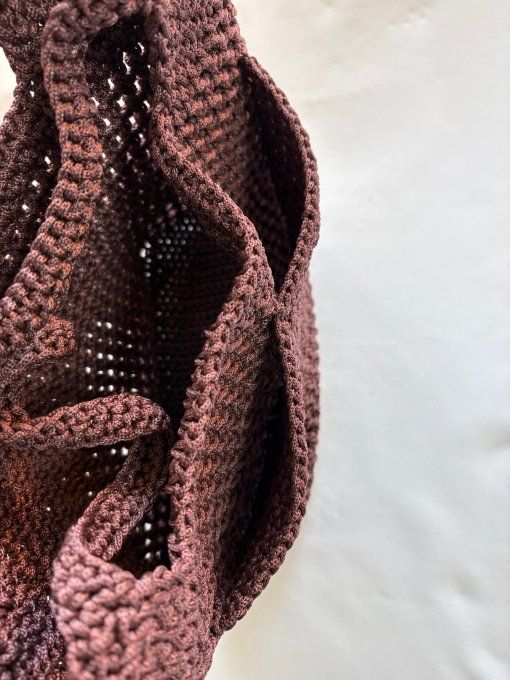 Sac cabas femme au crochet fait main marron chocolat