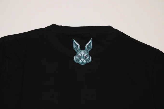 T-shirt homme noir Black Bunny lapin robot coton