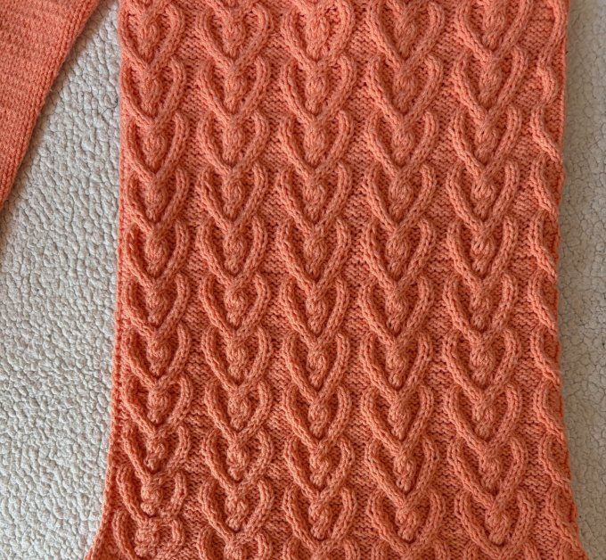 Pull long femme corail fait main 100% coton Inacio Creations M 40