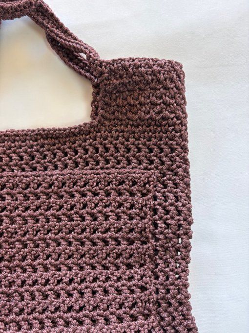 Sac cabas femme au crochet fait main marron chocolat