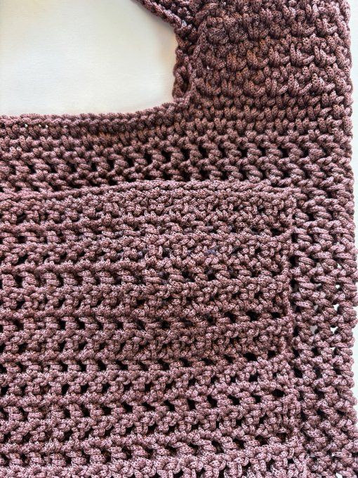Sac cabas femme au crochet fait main marron chocolat