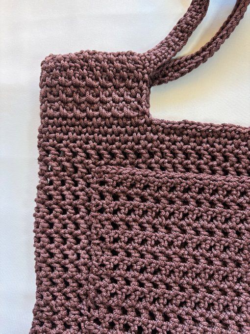 Sac cabas femme au crochet fait main marron chocolat