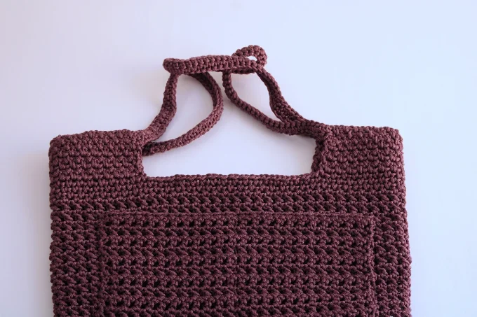 Sac cabas femme au crochet fait main marron chocolat